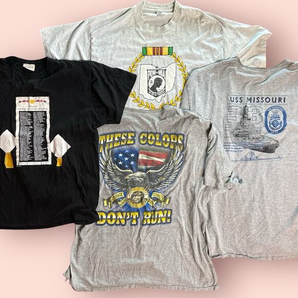 Vtg USMC T-Shirt Lot 4 Mens XL XXL 90s Y2k Pow Mia Canadian Veterans Missouri - Picture 1 of 10